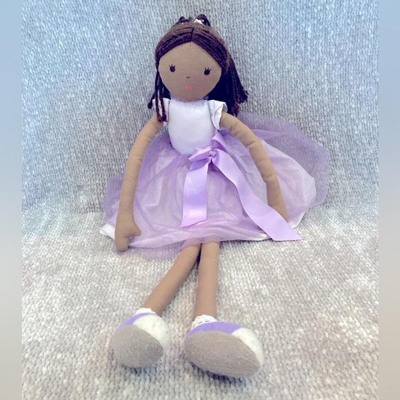 Pottery Barn Kids Other - Pottery Barn Kids Ballerina Cloth Doll Lavender Tulle Ballet Dancer Brown Hair